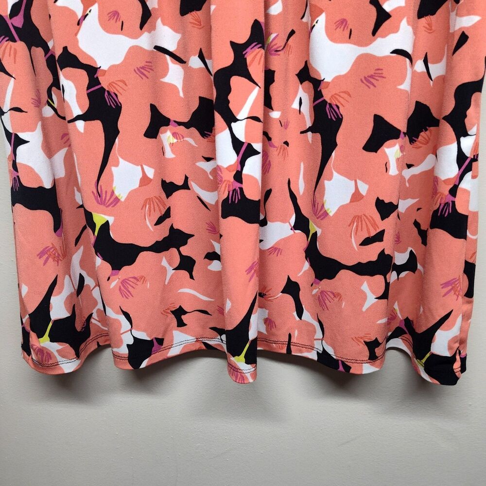 Worthington Blouse Top Women Size 3X Pink Floral Short Sleeve Modest Feminine - Picture 4 of 8